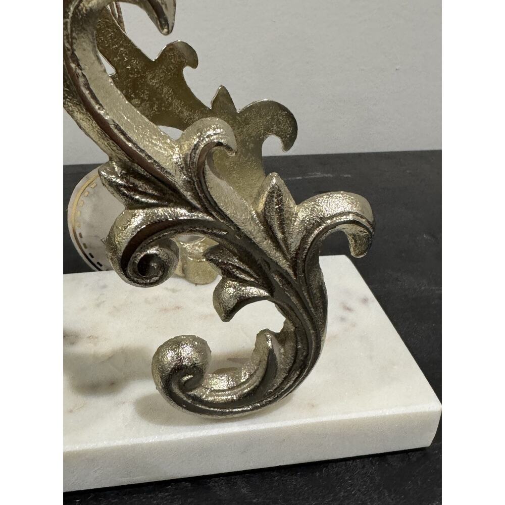 Made In India Ornate Gold Napkin Holder White Faux Marble Base Kitchen Decor - Picture 6 of 12